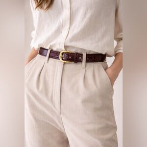 Vintage Textured Oxblood Leather Belt by Keith Daniel’s Belt Factory | Size 40